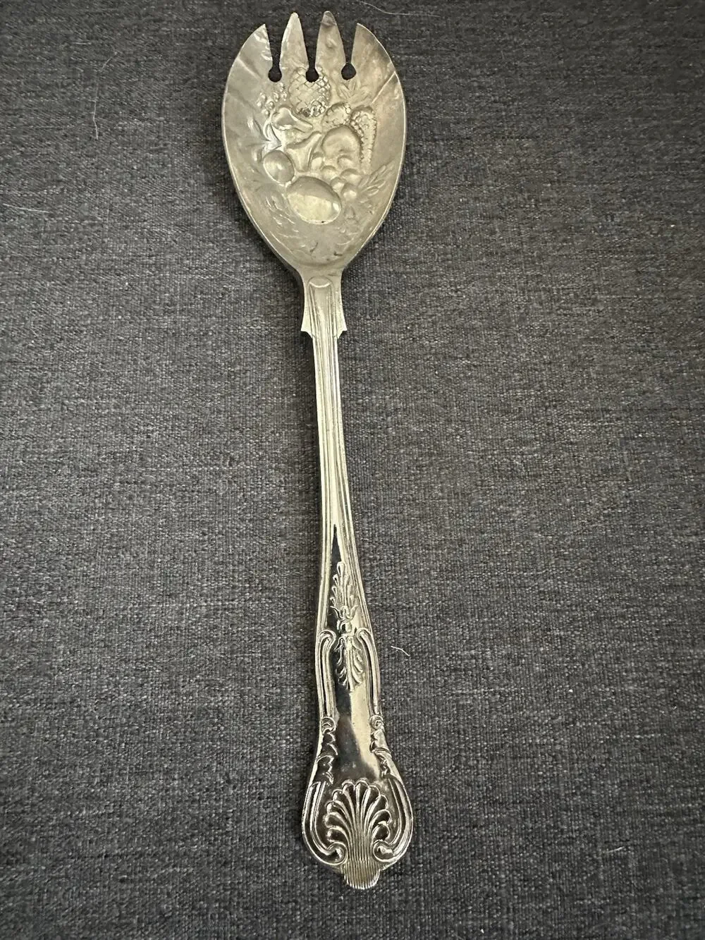 Vintage Sheffield England EP A1 Silverplate Berry Serving Fork Fruit Pattern